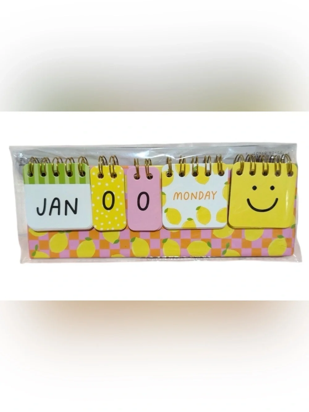 Lemon Print Perpetual Flip Desk Calendar Cute Office Decor NEW
